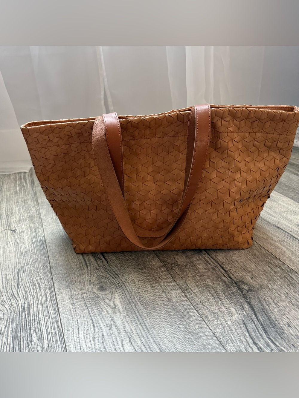 Madewell Woven Leather Tote – Cognac Brown